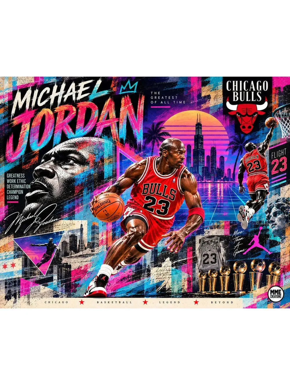 4723 Michael Jordan Vaporwave × Pentimento AG Collection 8x10 Landscape Print